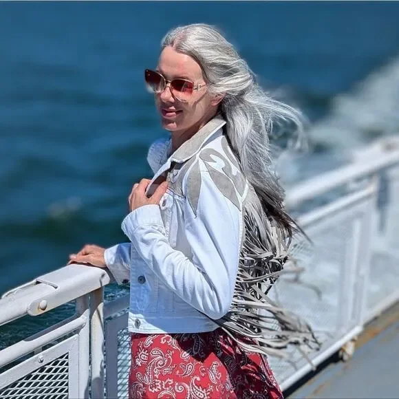 Leather & Denim Fringe Jacket - Picture 7 of 12